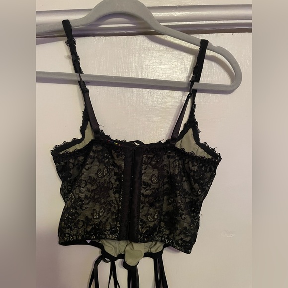 Sage Green and Black Lace Corset Top - Picture 5 of 5